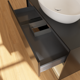 Тумба под раковину Villeroy & Boch Finion 100х50,1 см с подсветкой МДФ черный матовый лак/стекло черное матовое G902PCPD