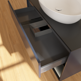 Тумба под раковину Villeroy & Boch Finion 100х50,1 см с подсветкой МДФ темно-синий матовый лак/стекло черное матовое G902PDHG