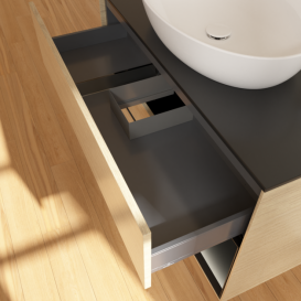 Тумба под раковину Villeroy & Boch Finion 100х50,1 см с подсветкой МДФ шпон дуба/стекло черное матовое G902PDPC