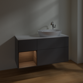 Тумба под раковину Villeroy & Boch Finion 120х50,1 см с подсветкой МДФ антрацит матовый лак/стекло белое матовое F921GNGK