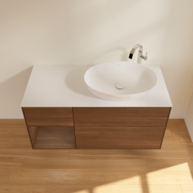 Тумба под раковину Villeroy & Boch Finion 120х50,1 см с подсветкой МДФ шпон грецкого ореха/стекло белое матовое F921GNGN