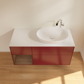 Тумба под раковину Villeroy & Boch Finion 120х50,1 см с подсветкой МДФ пион матовый лак/стекло белое матовое F921GNHB