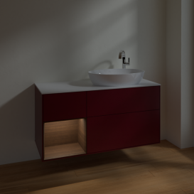 Тумба под раковину Villeroy & Boch Finion 120х50,1 см с подсветкой МДФ пион матовый лак/стекло белое матовое F921GNHB