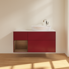 Тумба под раковину Villeroy & Boch Finion 120х50,1 см с подсветкой МДФ пион матовый лак/стекло белое матовое F921GNHB