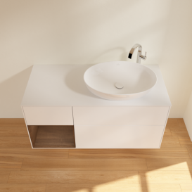 Тумба под раковину Villeroy & Boch Finion 120х50,1 см с подсветкой МДФ белый матовый лак/стекло белое матовое F921GNMT