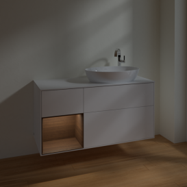 Тумба под раковину Villeroy & Boch Finion 120х50,1 см с подсветкой МДФ белый матовый лак/стекло белое матовое F921GNMT