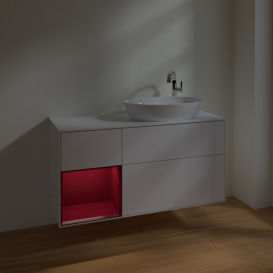 Тумба под раковину Villeroy & Boch Finion 120х50,1 см с подсветкой МДФ глянцевый белый лак/стекло белое матовое F921HBGF