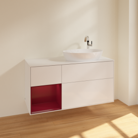 Тумба под раковину Villeroy & Boch Finion 120х50,1 см с подсветкой МДФ глянцевый белый лак/стекло белое матовое F921HBGF