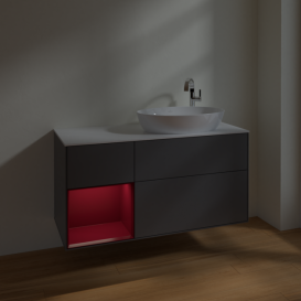 Тумба под раковину Villeroy & Boch Finion 120х50,1 см с подсветкой МДФ антрацит матовый лак/стекло белое матовое F921HBGK