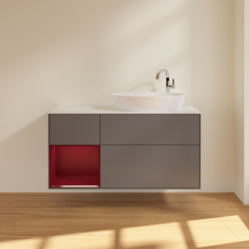 Тумба под раковину Villeroy & Boch Finion 120х50,1 см с подсветкой МДФ антрацит матовый лак/стекло белое матовое F921HBGK