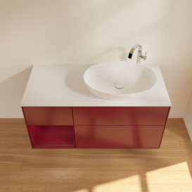 Тумба под раковину Villeroy & Boch Finion 120х50,1 см с подсветкой МДФ пион матовый лак/стекло белое матовое F921HBHB