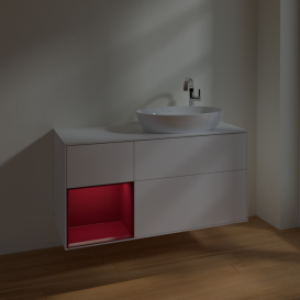 Тумба под раковину Villeroy & Boch Finion 120х50,1 см с подсветкой МДФ белый матовый лак/стекло белое матовое F921HBMT