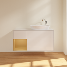 Тумба под раковину Villeroy & Boch Finion 120х50,1 см с подсветкой МДФ глянцевый белый лак/стекло белое матовое F921HFGF