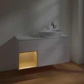 Тумба под раковину Villeroy & Boch Finion 120х50,1 см с подсветкой МДФ белый матовый лак/стекло белое матовое F921HFMT