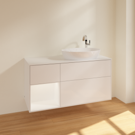 Тумба под раковину Villeroy & Boch Finion 120х50,1 см с подсветкой МДФ глянцевый белый лак/стекло белое матовое F921MTGF