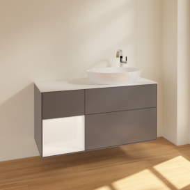 Тумба под раковину Villeroy & Boch Finion 120х50,1 см с подсветкой МДФ антрацит матовый лак/стекло белое матовое F921MTGK