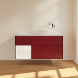 Тумба под раковину Villeroy & Boch Finion 120х50,1 см с подсветкой МДФ пион матовый лак/стекло белое матовое F921MTHB