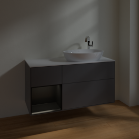 Тумба под раковину Villeroy & Boch Finion 120х50,1 см с подсветкой МДФ антрацит матовый лак/стекло белое матовое F921PDGK