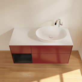 Тумба под раковину Villeroy & Boch Finion 120х50,1 см с подсветкой МДФ пион матовый лак/стекло белое матовое F921PDHB