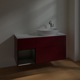 Тумба под раковину Villeroy & Boch Finion 120х50,1 см с подсветкой МДФ пион матовый лак/стекло белое матовое F921PDHB