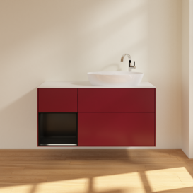 Тумба под раковину Villeroy & Boch Finion 120х50,1 см с подсветкой МДФ пион матовый лак/стекло белое матовое F921PDHB