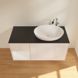 Тумба под раковину Villeroy & Boch Finion 120х50,1 см с подсветкой МДФ глянцевый белый лак/стекло черное матовое F922GFGF