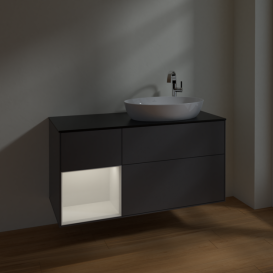 Тумба под раковину Villeroy & Boch Finion 120х50,1 см с подсветкой МДФ антрацит матовый лак/стекло черное матовое F922GFGK