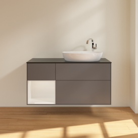 Тумба под раковину Villeroy & Boch Finion 120х50,1 см с подсветкой МДФ антрацит матовый лак/стекло черное матовое F922GFGK