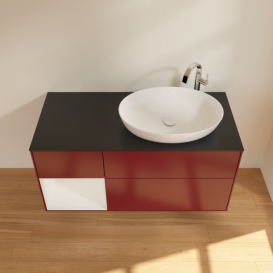 Тумба под раковину Villeroy & Boch Finion 120х50,1 см с подсветкой МДФ пион матовый лак/стекло черное матовое F922GFHB