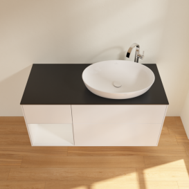 Тумба под раковину Villeroy & Boch Finion 120х50,1 см с подсветкой МДФ белый матовый лак/стекло черное матовое F922GFMT