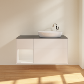 Тумба под раковину Villeroy & Boch Finion 120х50,1 см с подсветкой МДФ белый матовый лак/стекло черное матовое F922GFMT