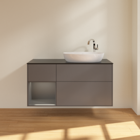 Тумба под раковину Villeroy & Boch Finion 120х50,1 см с подсветкой МДФ антрацит матовый лак/стекло черное матовое F922GKGK