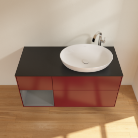 Тумба под раковину Villeroy & Boch Finion 120х50,1 см с подсветкой МДФ пион матовый лак/стекло черное матовое F922GKHB