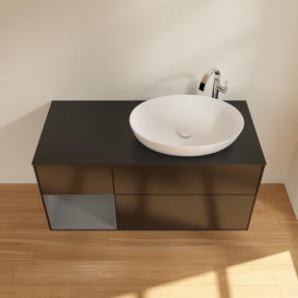 Тумба под раковину Villeroy & Boch Finion 120х50,1 см с подсветкой МДФ черный матовый лак/стекло черное матовое F922GKPD