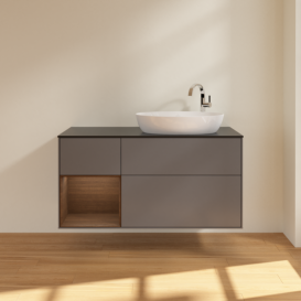 Тумба под раковину Villeroy & Boch Finion 120х50,1 см с подсветкой МДФ антрацит матовый лак/стекло черное матовое F922GNGK