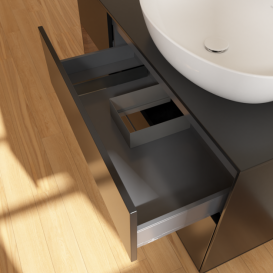 Тумба под раковину Villeroy & Boch Finion 120х50,1 см с подсветкой МДФ черный матовый лак/стекло черное матовое F922GNPD