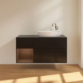 Тумба под раковину Villeroy & Boch Finion 120х50,1 см с подсветкой МДФ черный матовый лак/стекло черное матовое F922GNPD