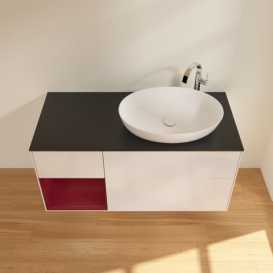 Тумба под раковину Villeroy & Boch Finion 120х50,1 см с подсветкой МДФ глянцевый белый лак/стекло черное матовое F922HBGF