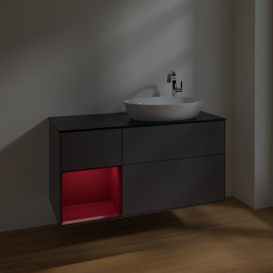 Тумба под раковину Villeroy & Boch Finion 120х50,1 см с подсветкой МДФ антрацит матовый лак/стекло черное матовое F922HBGK