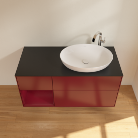 Тумба под раковину Villeroy & Boch Finion 120х50,1 см с подсветкой МДФ пион матовый лак/стекло черное матовое F922HBHB