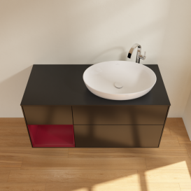 Тумба под раковину Villeroy & Boch Finion 120х50,1 см с подсветкой МДФ черный матовый лак/стекло черное матовое F922HBPD