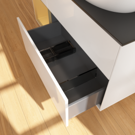 Тумба под раковину Villeroy & Boch Finion 120х50,1 см с подсветкой МДФ глянцевый белый лак/стекло черное матовое F922HFGF