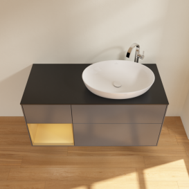 Тумба под раковину Villeroy & Boch Finion 120х50,1 см с подсветкой МДФ антрацит матовый лак/стекло черное матовое F922HFGK