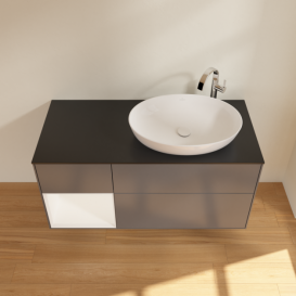 Тумба под раковину Villeroy & Boch Finion 120х50,1 см с подсветкой МДФ антрацит матовый лак/стекло черное матовое F922MTGK