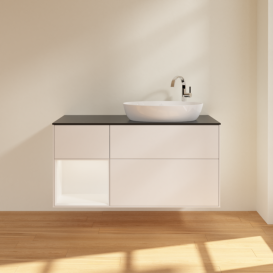 Тумба под раковину Villeroy & Boch Finion 120х50,1 см с подсветкой МДФ белый матовый лак/стекло черное матовое F922MTMT