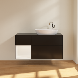 Тумба под раковину Villeroy & Boch Finion 120х50,1 см с подсветкой МДФ черный матовый лак/стекло черное матовое F922MTPD