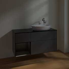 Тумба под раковину Villeroy & Boch Finion 120х50,1 см с подсветкой МДФ антрацит матовый лак/стекло черное матовое F922PDGK