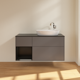 Тумба под раковину Villeroy & Boch Finion 120х50,1 см с подсветкой МДФ антрацит матовый лак/стекло черное матовое F922PDGK