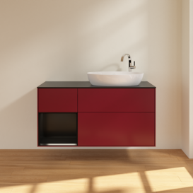 Тумба под раковину Villeroy & Boch Finion 120х50,1 см с подсветкой МДФ пион матовый лак/стекло черное матовое F922PDHB