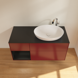 Тумба під раковину Villeroy & Boch Finion 120х50,1 см з підсвічуванням МДФ півонія матовий лак/скло чорне матове F922PDHB